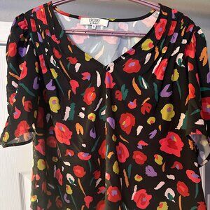 CROSBY by Mollie Burch Floral Print Blouse Top Size M